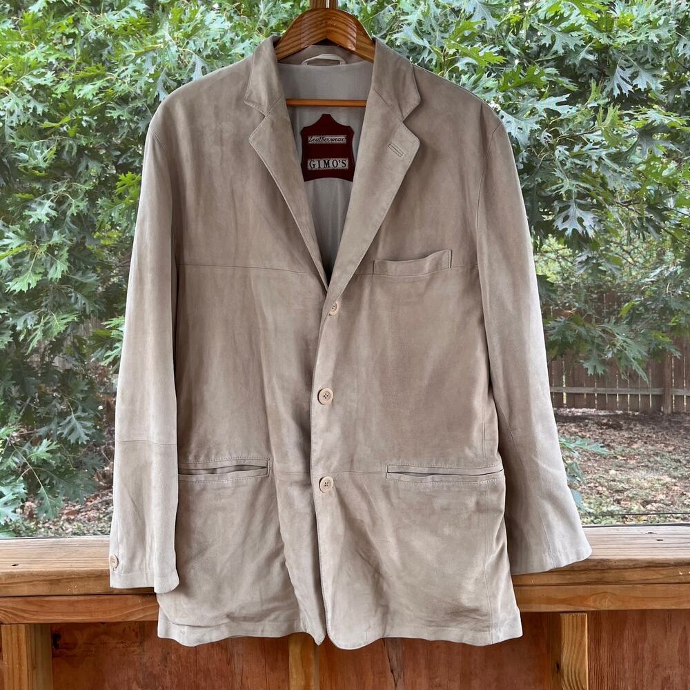 Gimo's Leatherwear Men's Italian Suede Jacket Beige Size L